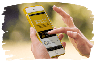 Cell phone displaying the RINVOQ Complete App.