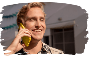 Man holding cell phone to ear.